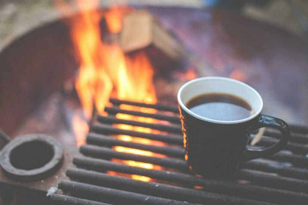 camp coffee by the fire
