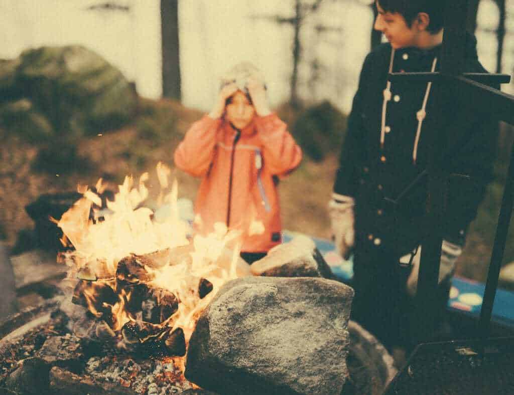 kids by the fire
