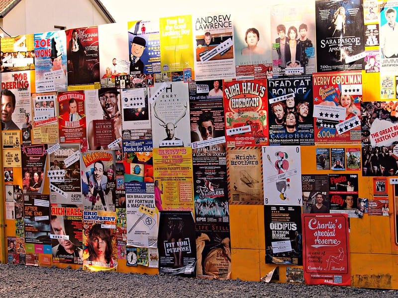 4. A wall of Edinburgh Fringe Posters